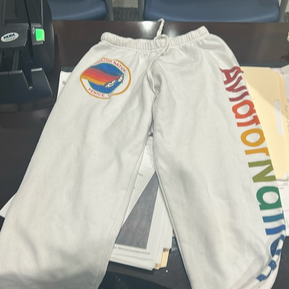 White aviator nation sweatpants extra small used